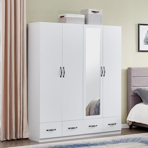 Gray Wooden Armoire Wardrobe with 3 Drawers B79210