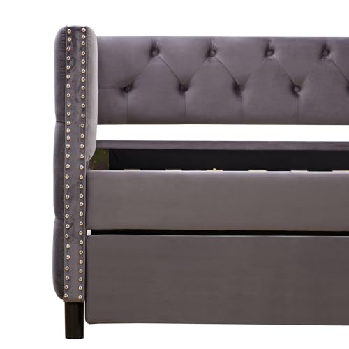 Beige Velvet 1-Seater Convertible Sofa Bed X2314