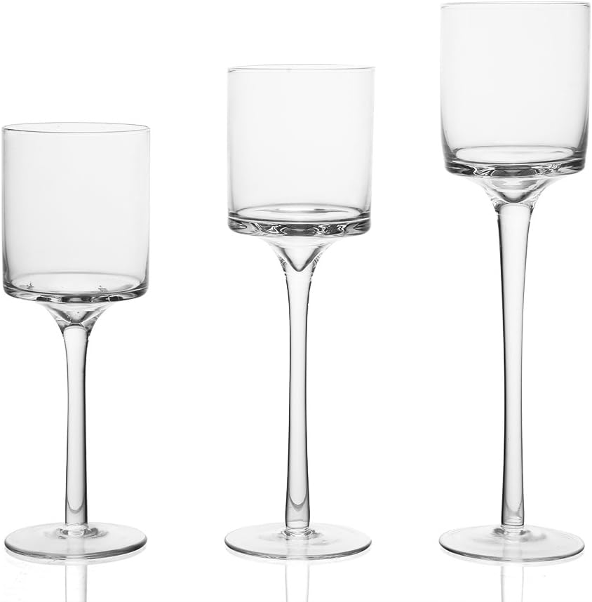 Set of 3 Clear Glass Candle Holders X85746