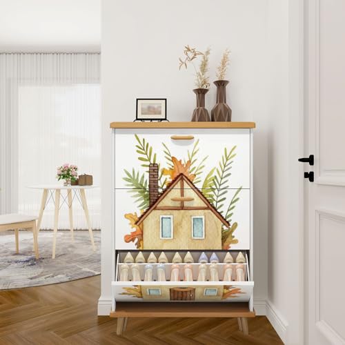 3 Drawer Shoe Cabinet Wood Shoe Rack Organizer S5621