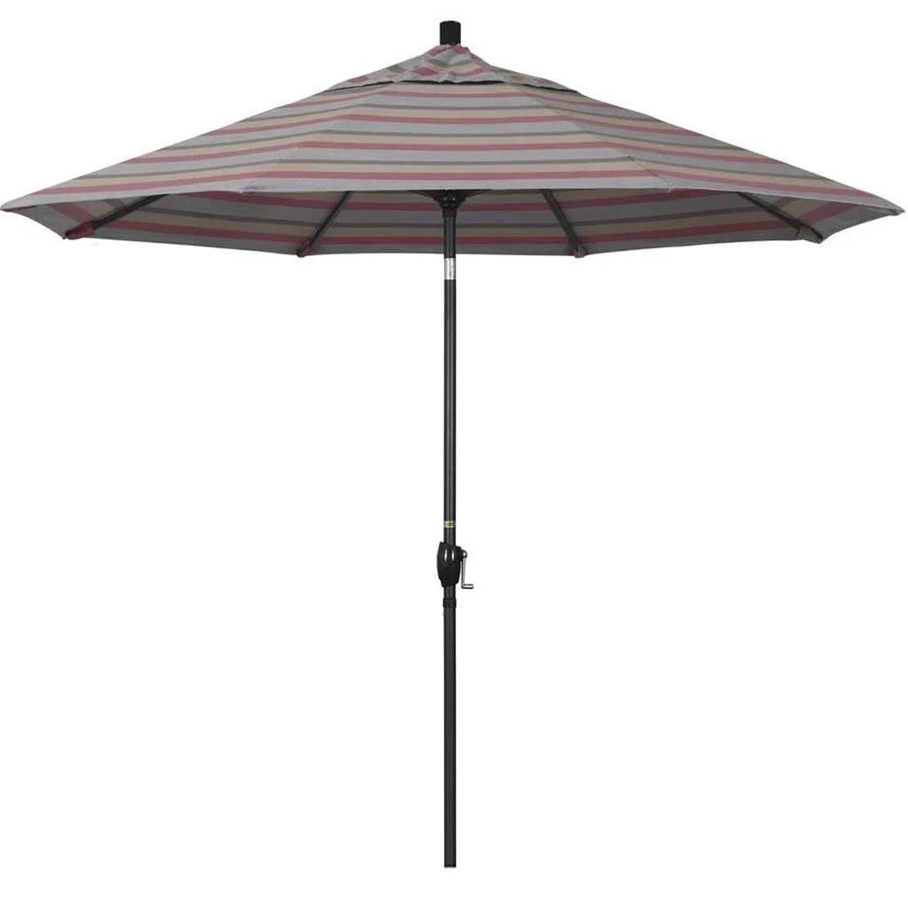 9 ft. Stone Black Aluminum Tilt Crank Lift Patio Umbrella K4285