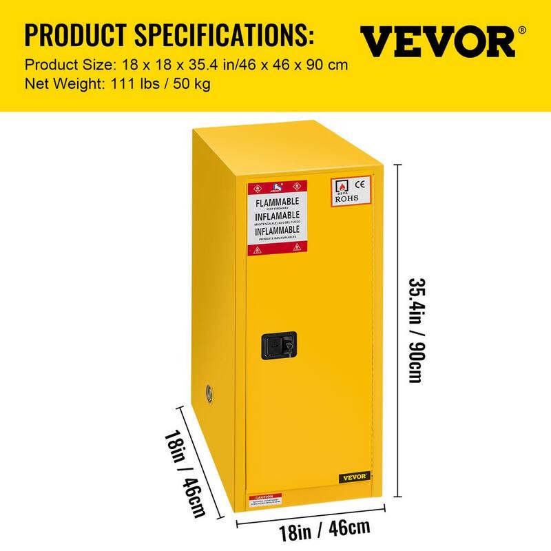 Yellow Galvanized Steel Safety Cabinet G222655
