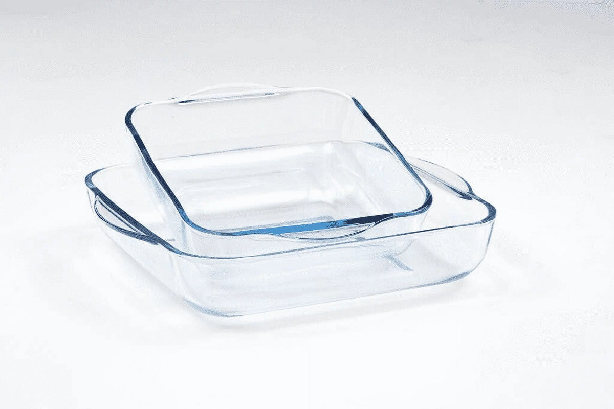 Set of 2 Large Oven Safe Square Glass Baking Dish Q893670