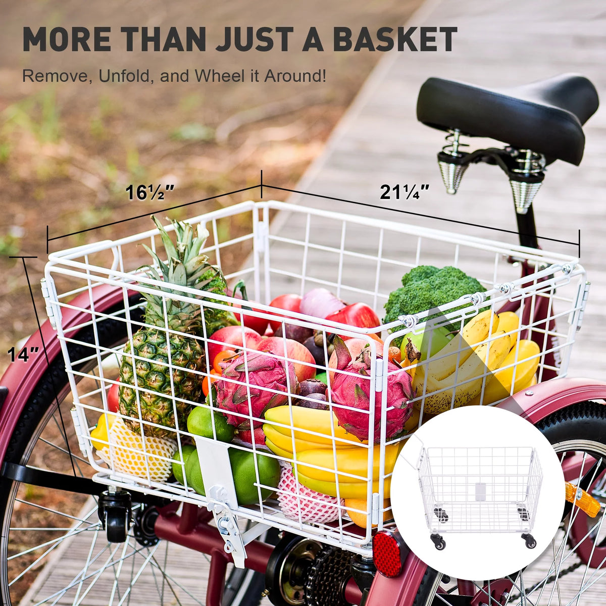 24 Inch 7 Speed Adult Trike with Adjustable Seat and 2 Baskets Matte Gray C14467