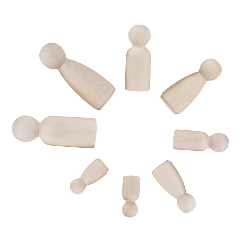 8 Wood Peg Dolls Wooden Figure Toy N343