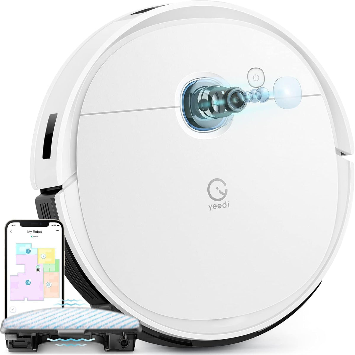 Robot Vacuum and Mop Combo, 3000Pa Suction, 240mins Runtime N828258