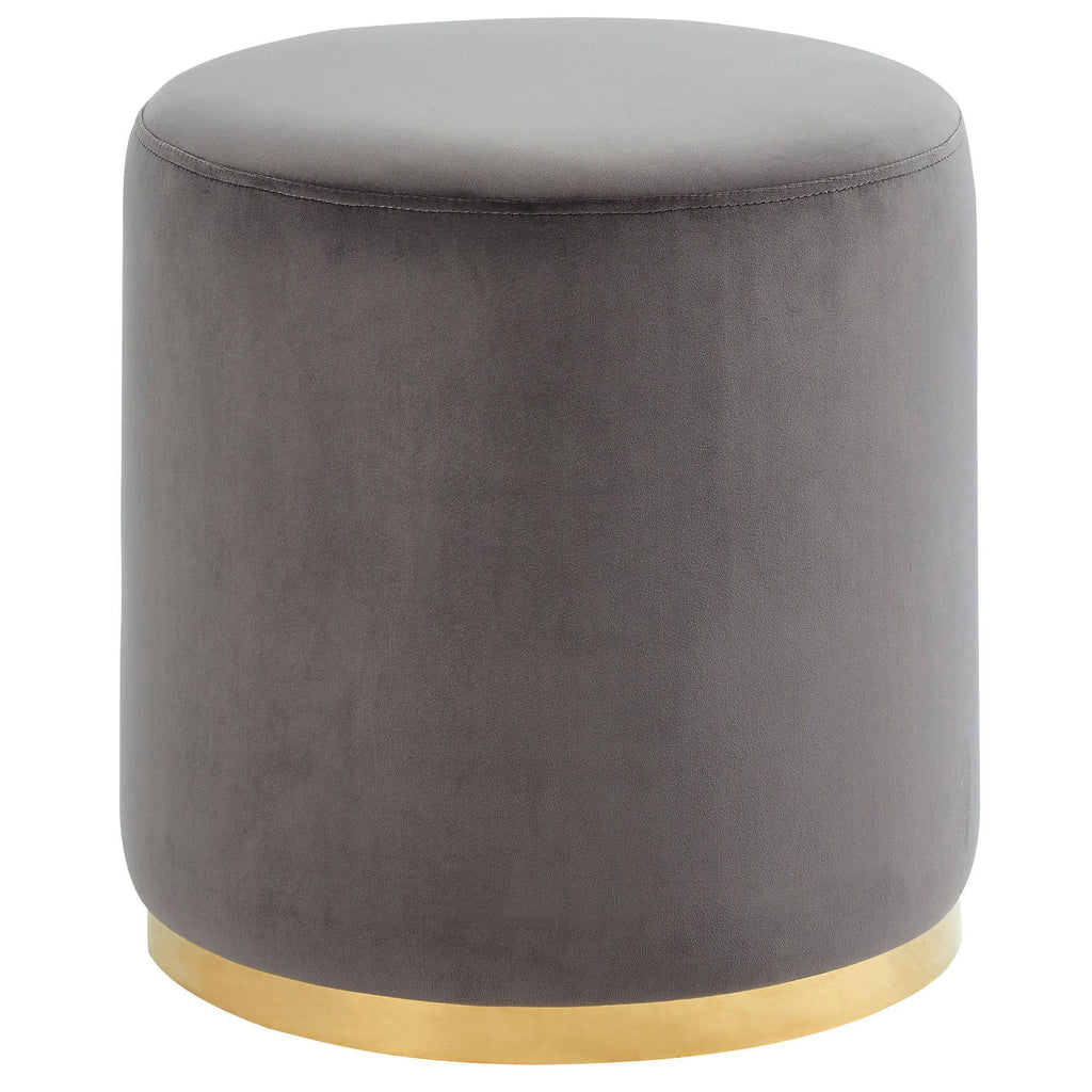 Gray and Gold Round Ottoman V242