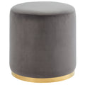 Gray and Gold Round Ottoman V242