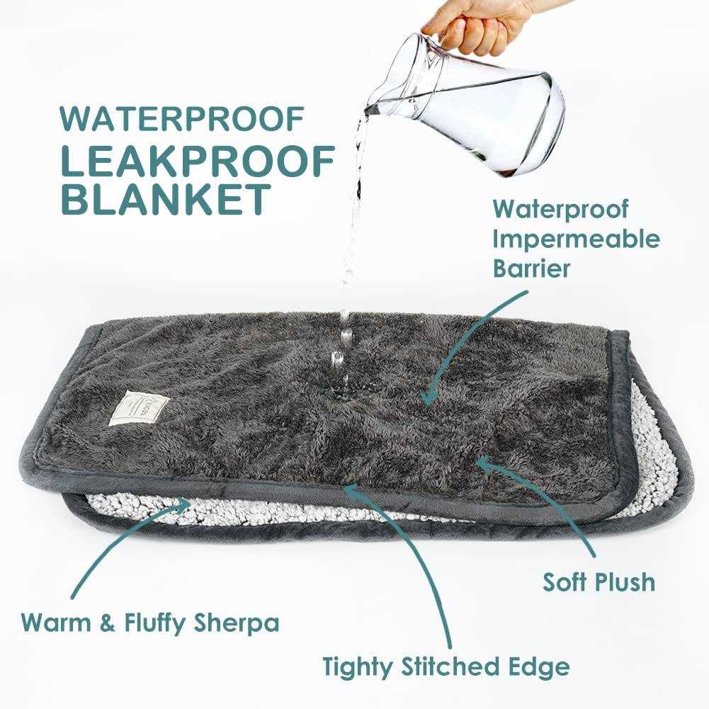 Waterproof Plush Pet Blanket with Sherpa Couch Cover Protector P9147