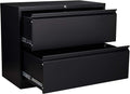 2 Drawer Metal Lateral File Cabinet with Lock (Black) R49449