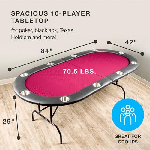 10-Person Foldable Poker Table with Speed Cloth and Stainless Steel Cupholders N933229