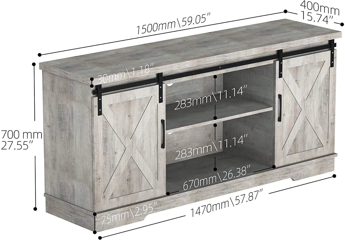59" Sliding Barn Door TV Stand X325