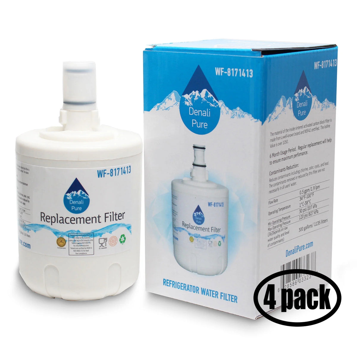 4-Pack Replacement Refrigerator Water Filter Cartridge L880