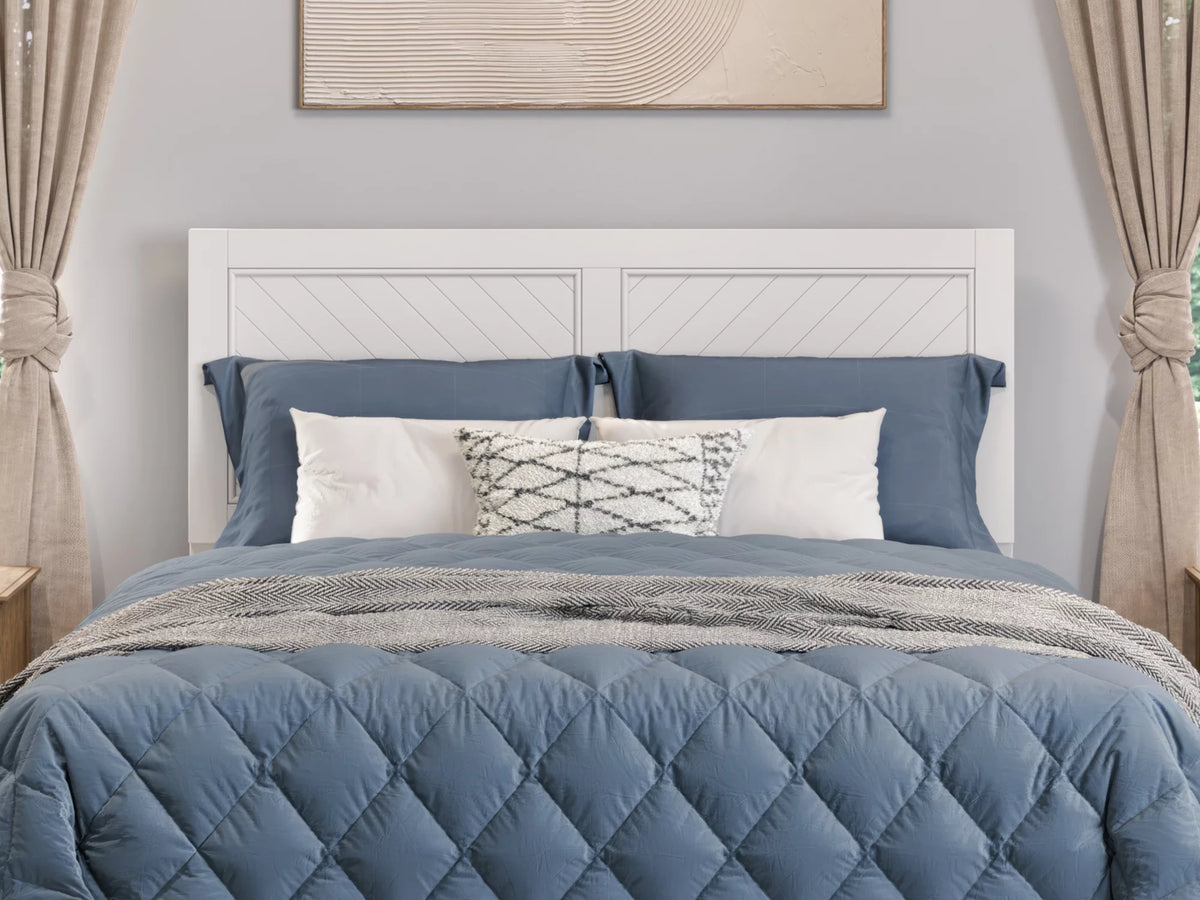 White Solid Wood Platform Bed with Footboard & Twin XL Trundle, Queen N430394
