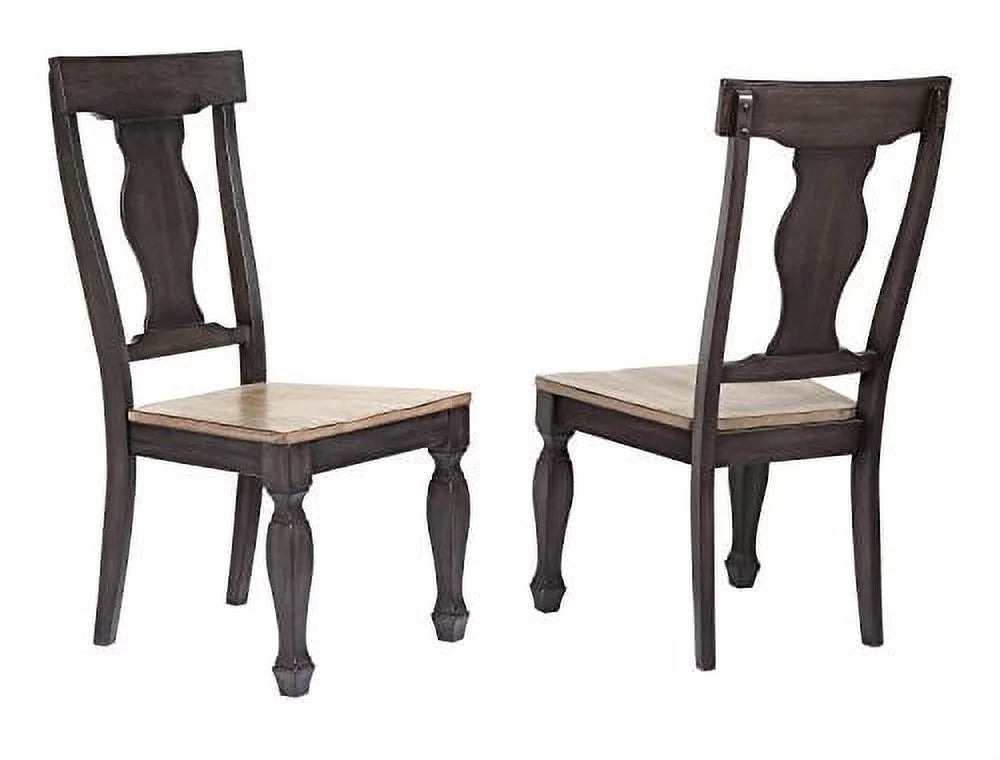 Charcoal Oak Wood Dining Side Chairs, Set of 2 D732717
