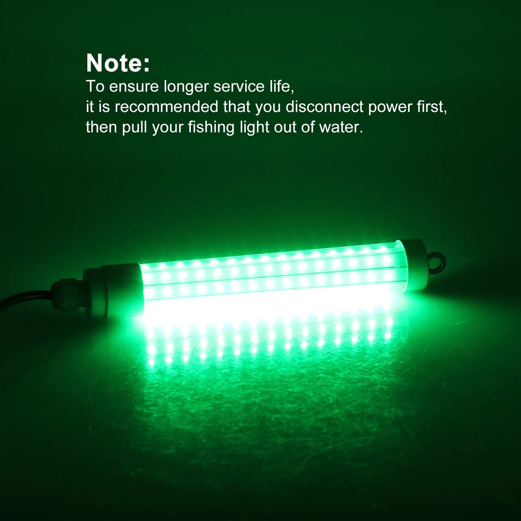 2Pcs Underwater Night Fishing Light, 12V 10.5W 120LED 1000 Lumen Green Submersible Fishing Light P2397