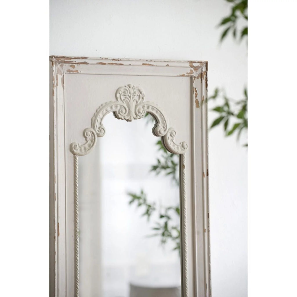 White Antique Style Large Rectangular Wall Mirror N268656