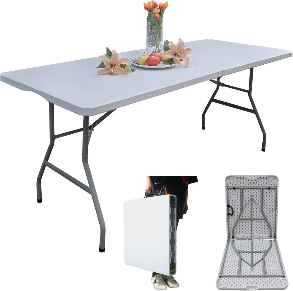 6ft Folding Table Plastic Portable Indoor Outdoor W171751
