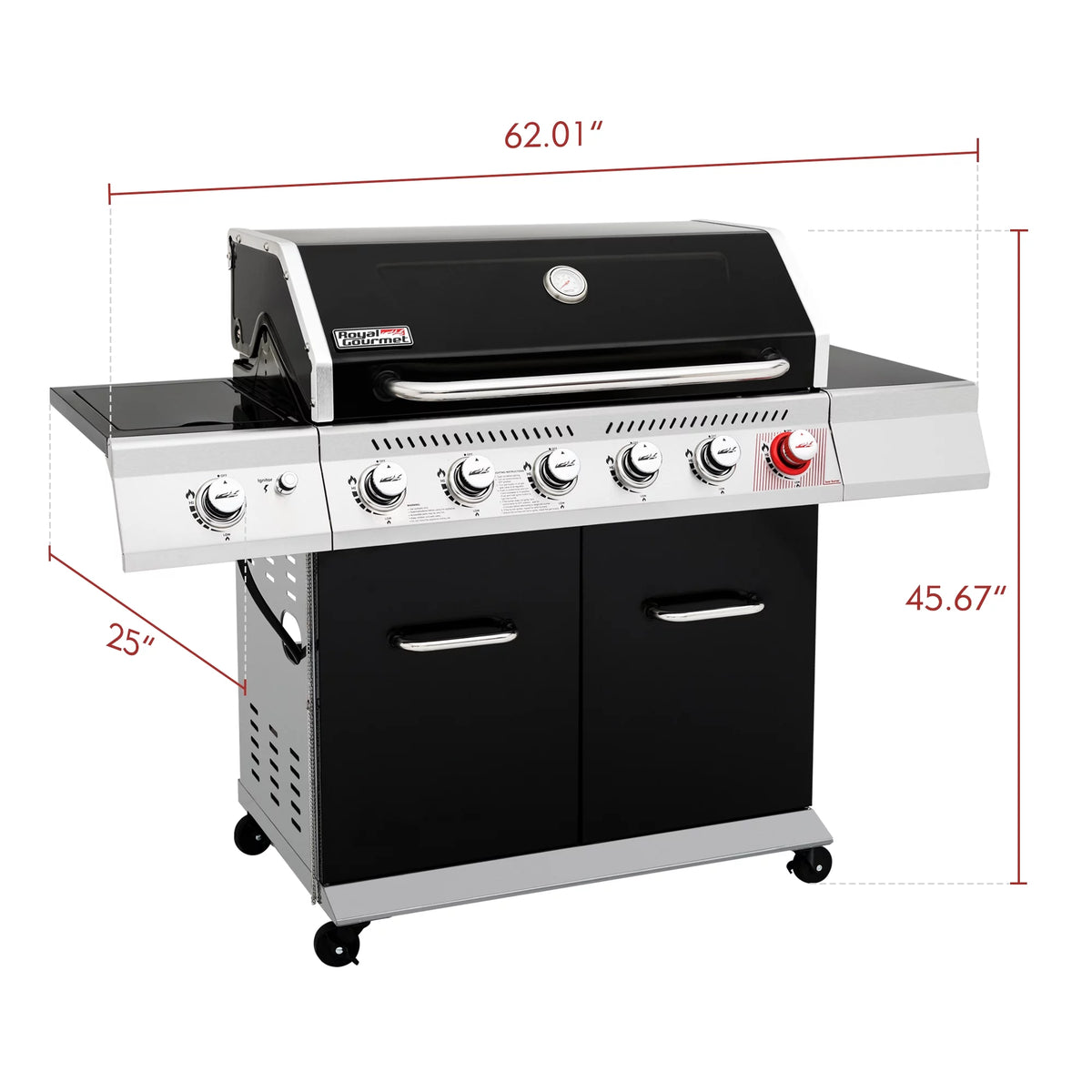 6-Burner Gas Grill with Sear Burner and Side Burner Z796372