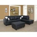 Black Faux Leather Sofa and Chaise with Ottoman P145282