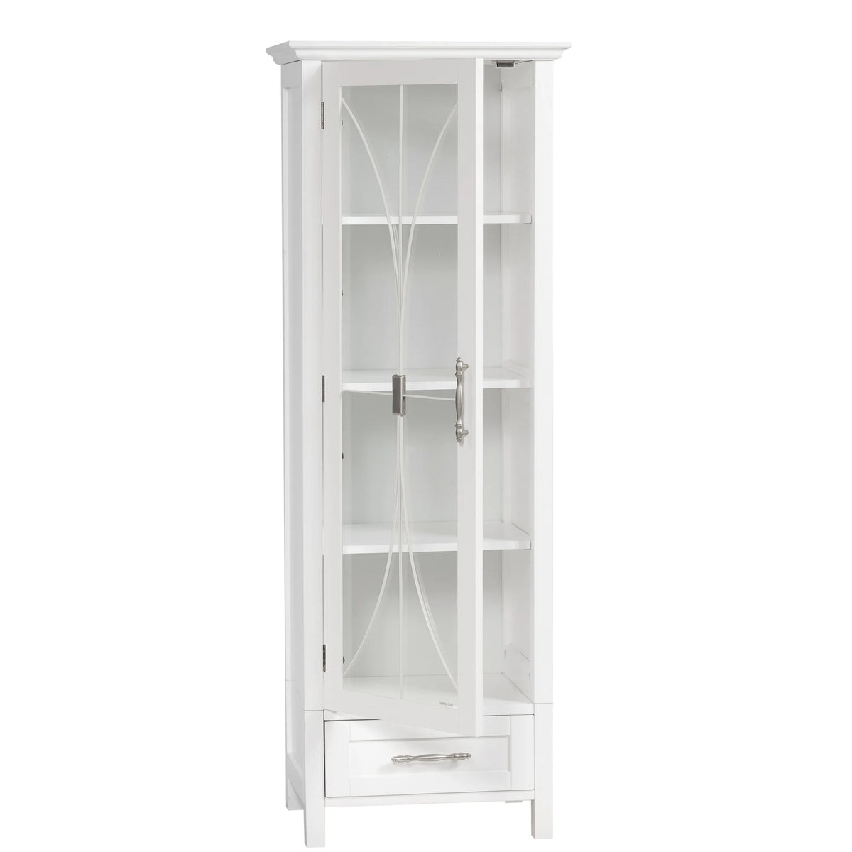 White Wooden Linen Cabinet with Drawer E286108