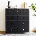 Black 9 Drawer Fabric Dresser with PU Leather Top M551710