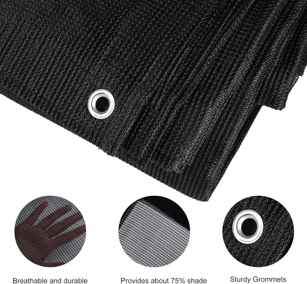 70% Heavy-Duty Mesh Tarp 8ftx16ft Black Shade Cloth Pack of 2 K789785
