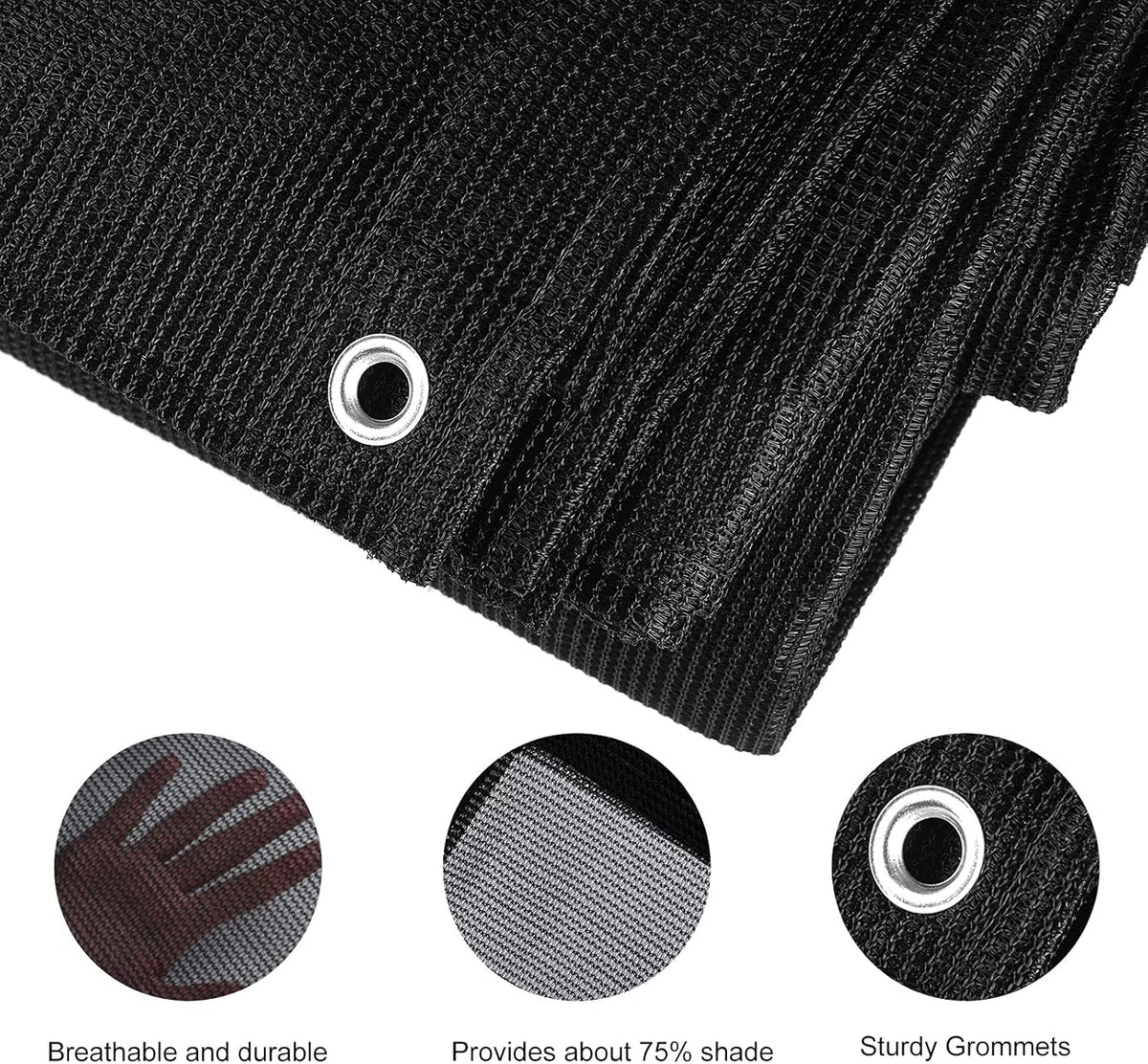 70% Heavy-Duty Mesh Tarp 8ftx16ft Black Shade Cloth Pack of 2 K789785