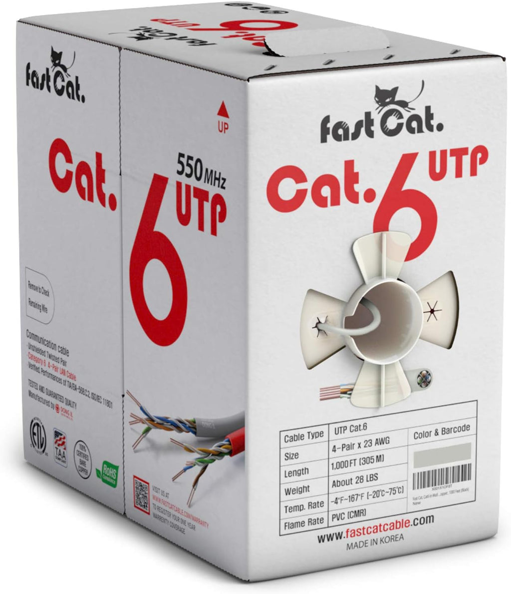 Cat6 Ethernet Cable 1000ft - 23 AWG, CMR, Solid Bare Copper UTP LAN Cable (Purple) V98716