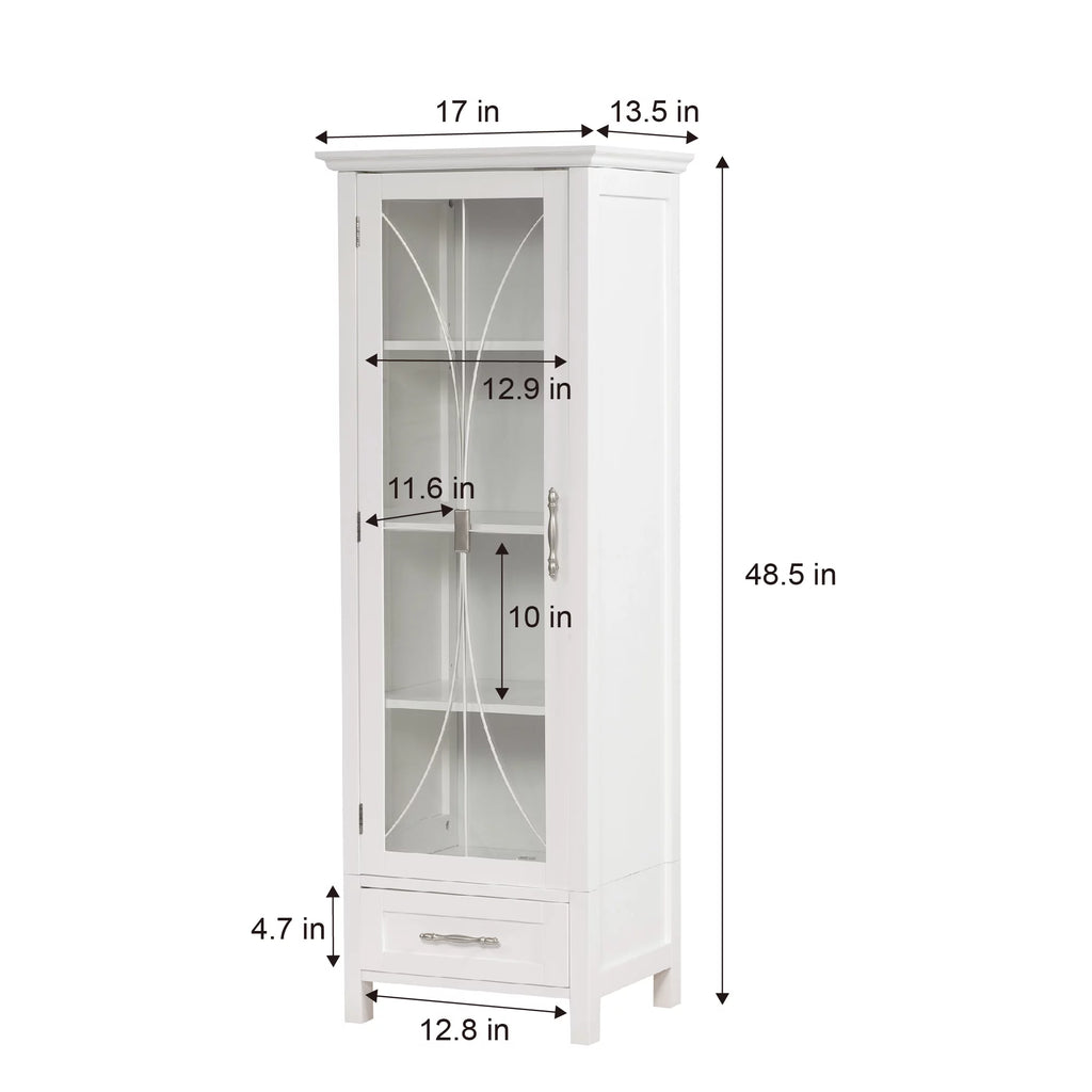 White Wooden Linen Cabinet with Drawer E286108