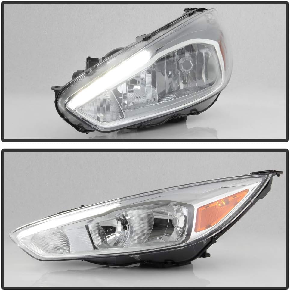 Halogen Chrome Housing LED DRL Headlight Headlamp Assembly O622