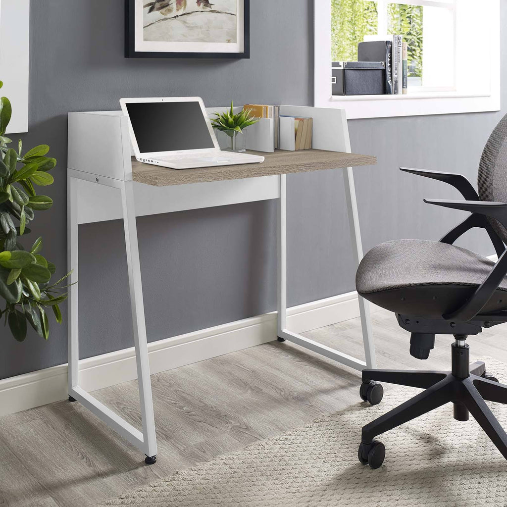 White Natural Wood Writing Desk O288736
