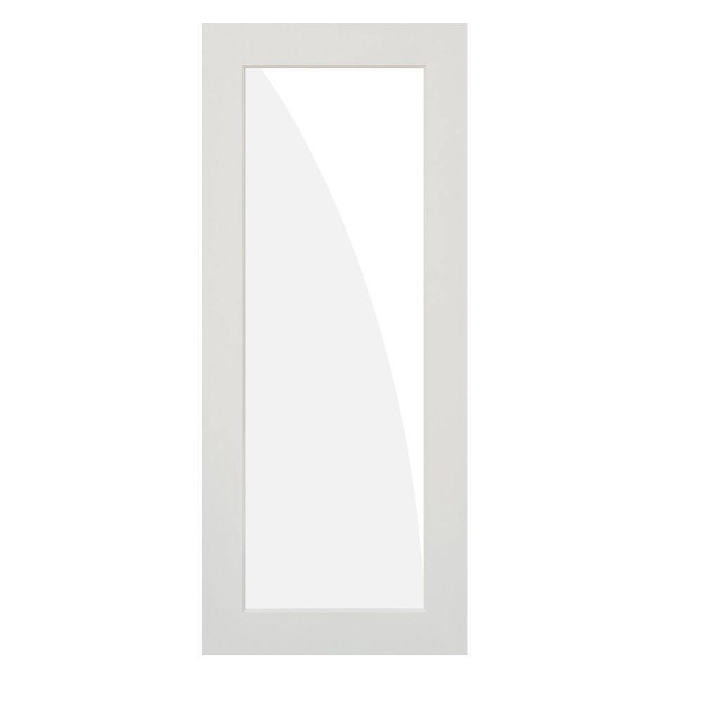 1-Lite Satin Etch Solid Core MDF Primed Interior Door Slab Y397640
