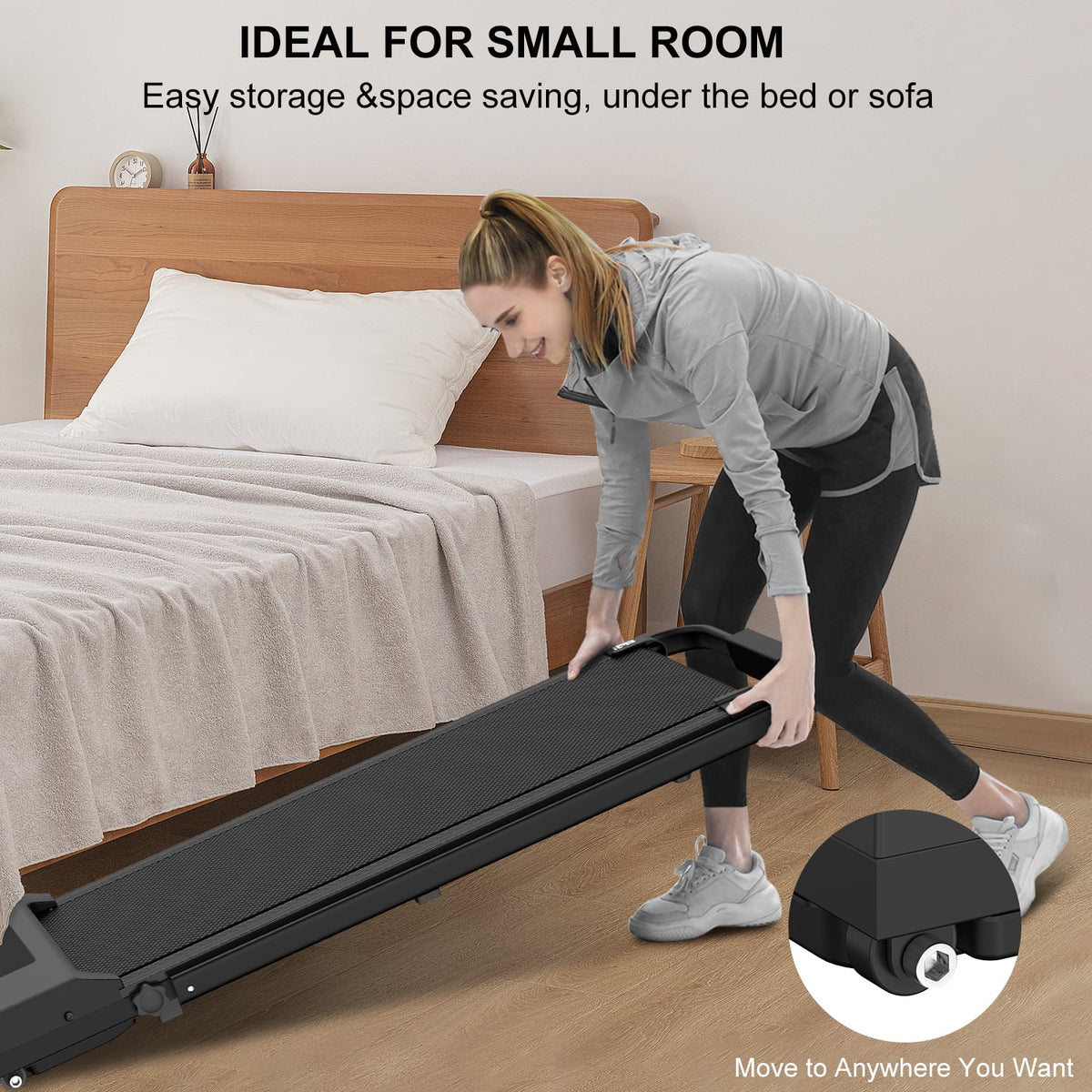 2 in 1 Under Desk Folding Treadmill, 6.25 MPH, 265 Lb Capacity D327353