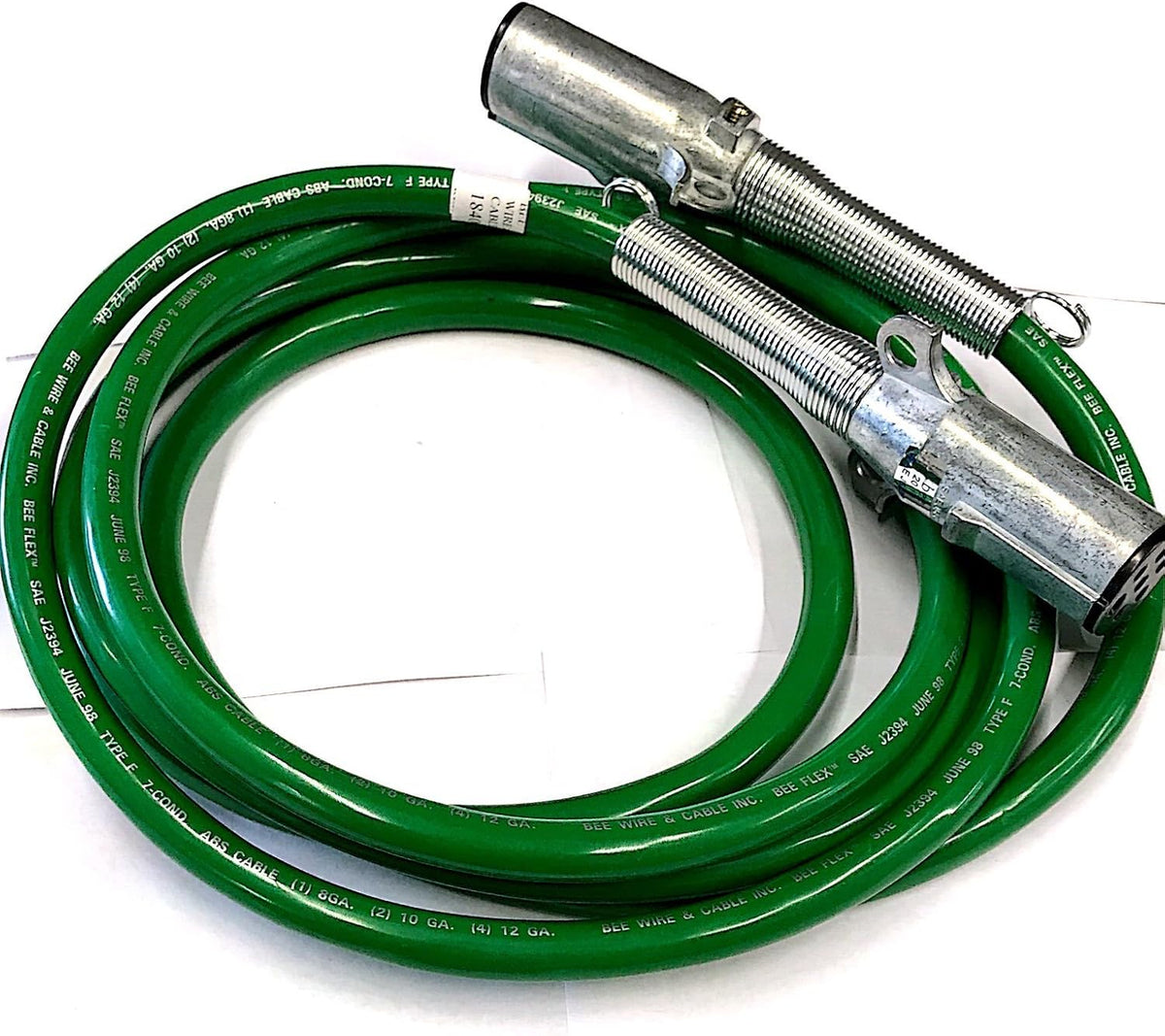 12 FT 7 Way Plug ABS Straight Cable Assembly Green Pack of 2 S944