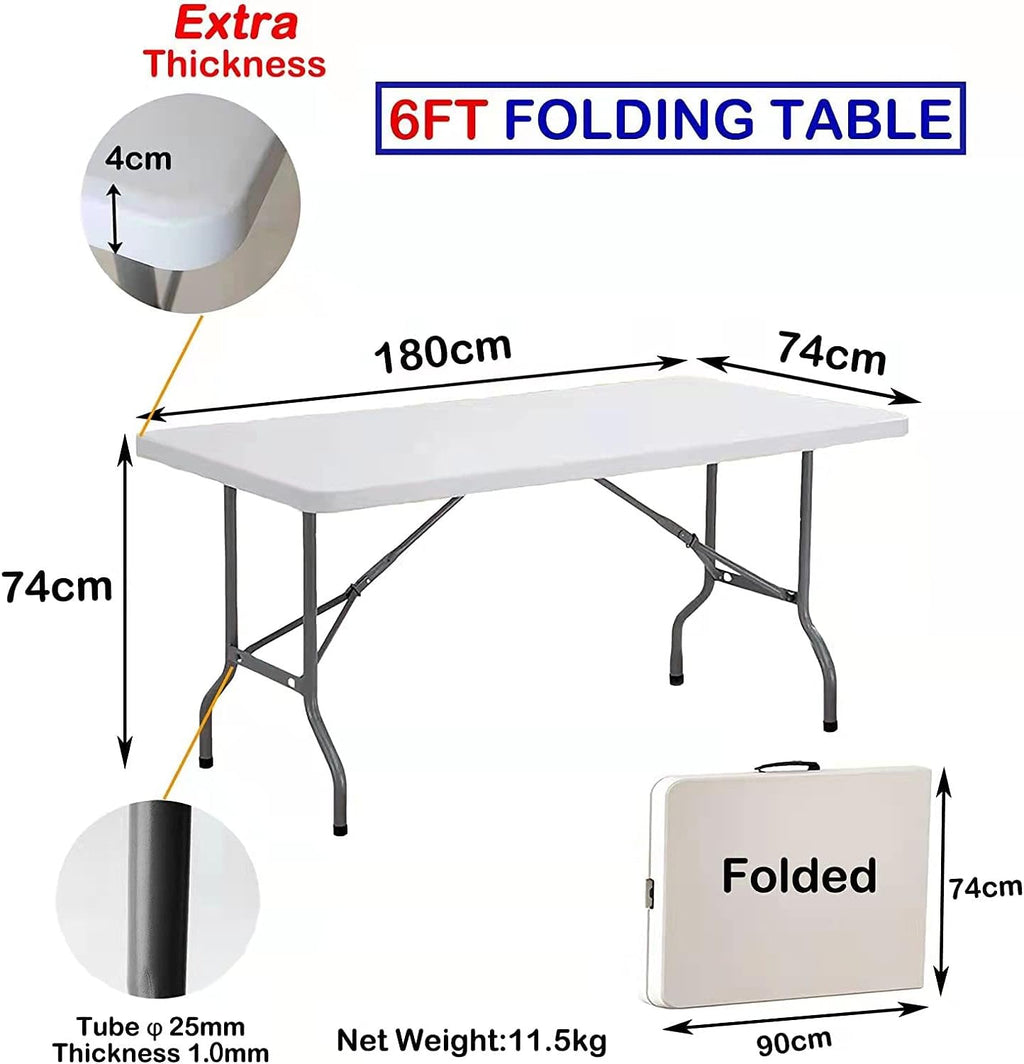 6ft Folding Table Plastic Portable Indoor Outdoor W171751