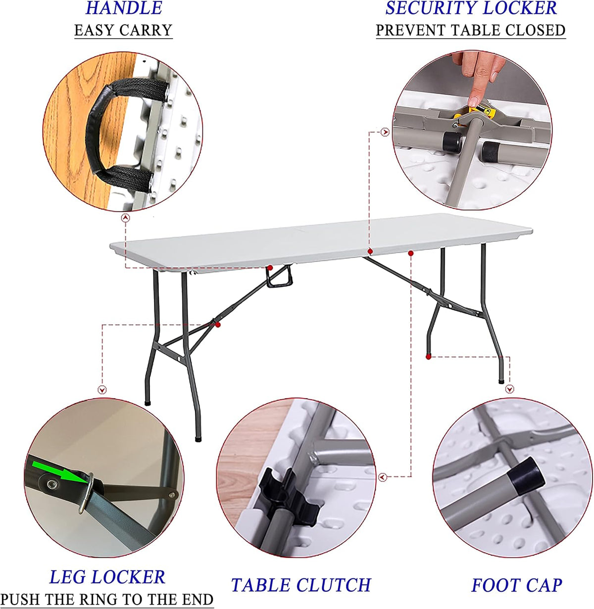 6ft Folding Table Plastic Portable Indoor Outdoor W171751