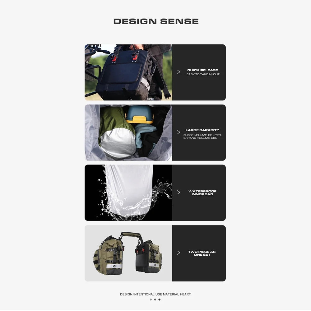 20L Polyester Motorcycle Side Saddle Bag with Removable Waterproof Inner Bag X216225