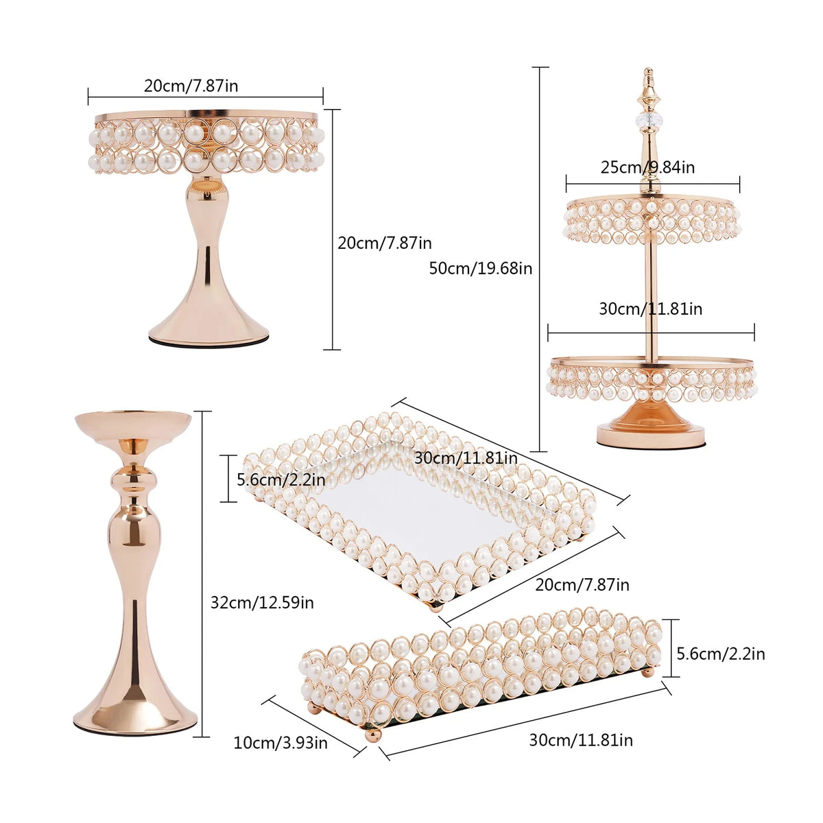 9 Pcs Acrylic Pearl Cake Stand Set C65477