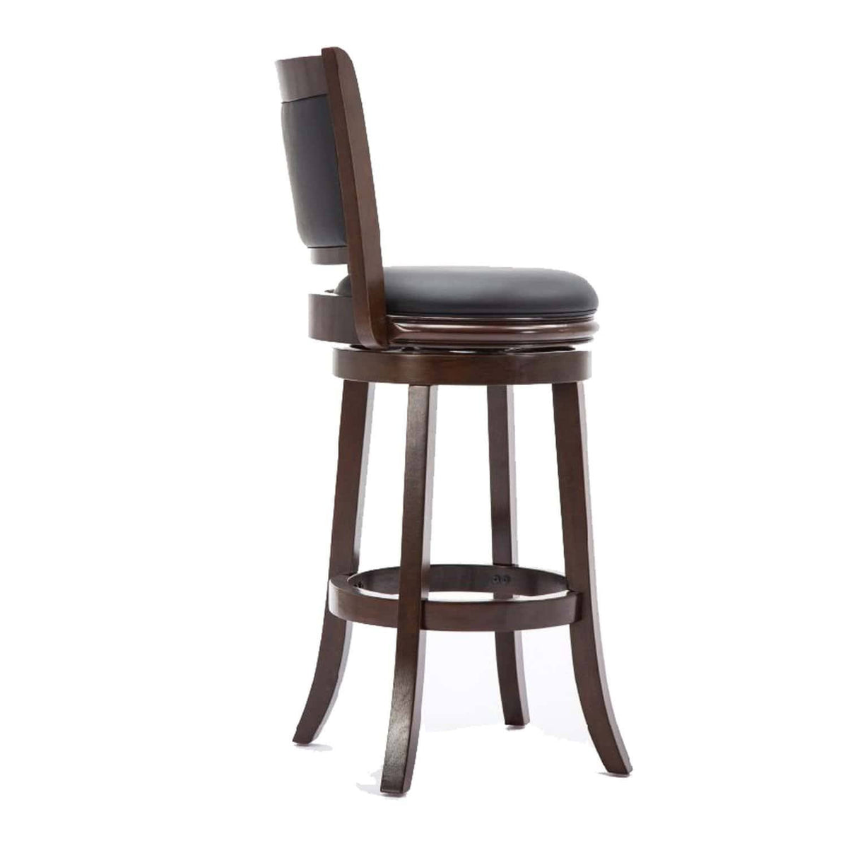 Dark Brown Wooden Swivel Barstool with Padded Seat W49246