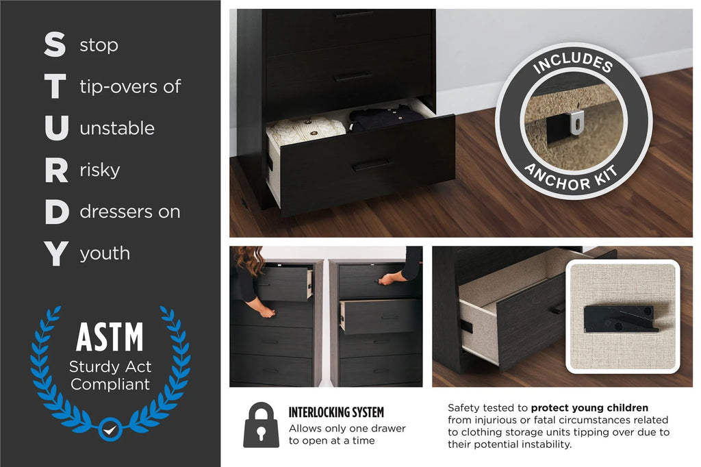 Black 6 Drawer Dresser V53327