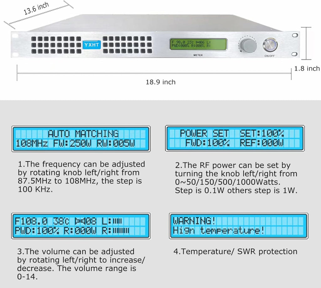 100W FM Broadcast Transmitter with Antenna Cable X40077