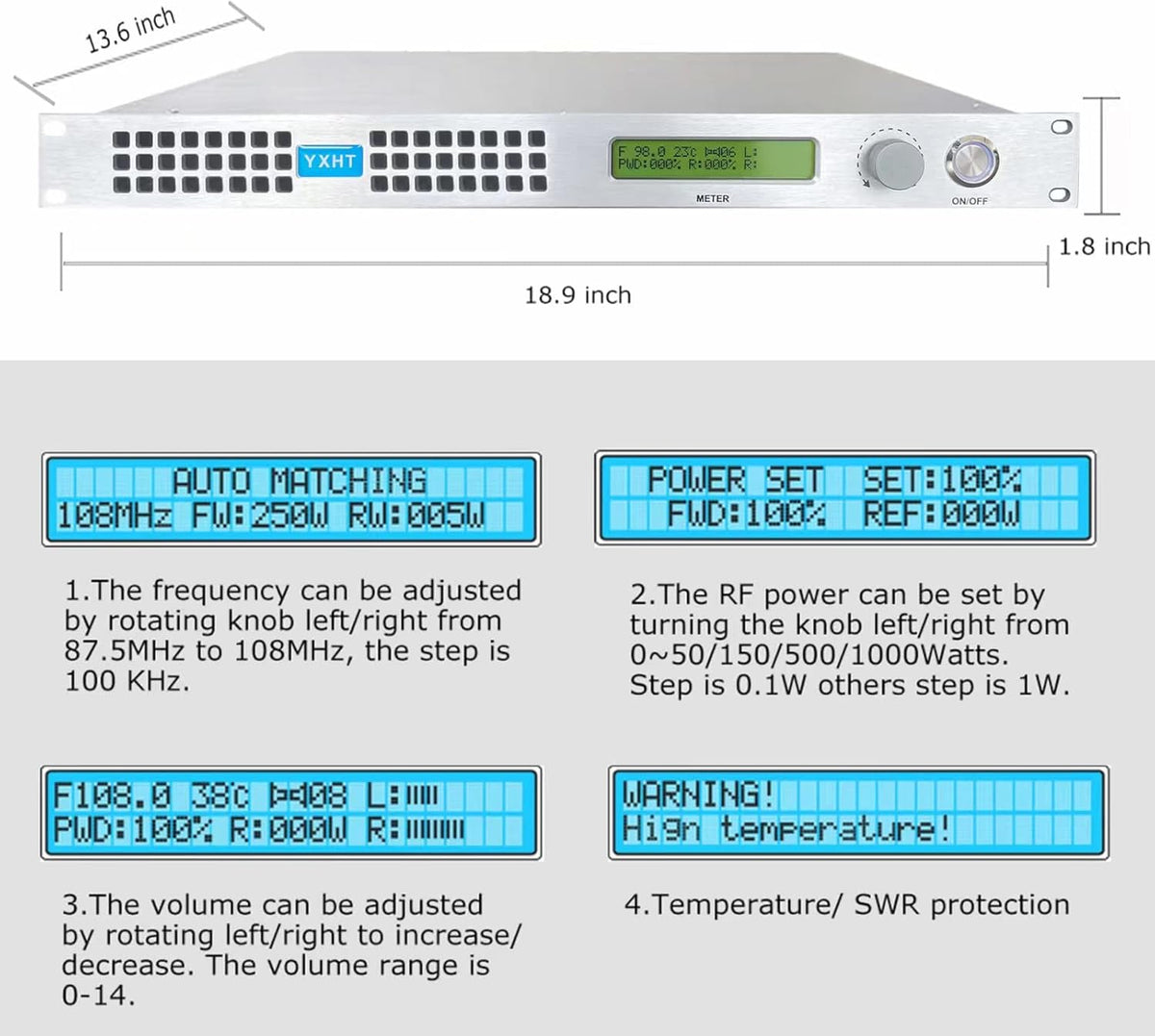 100W FM Broadcast Transmitter with Antenna Cable X40077