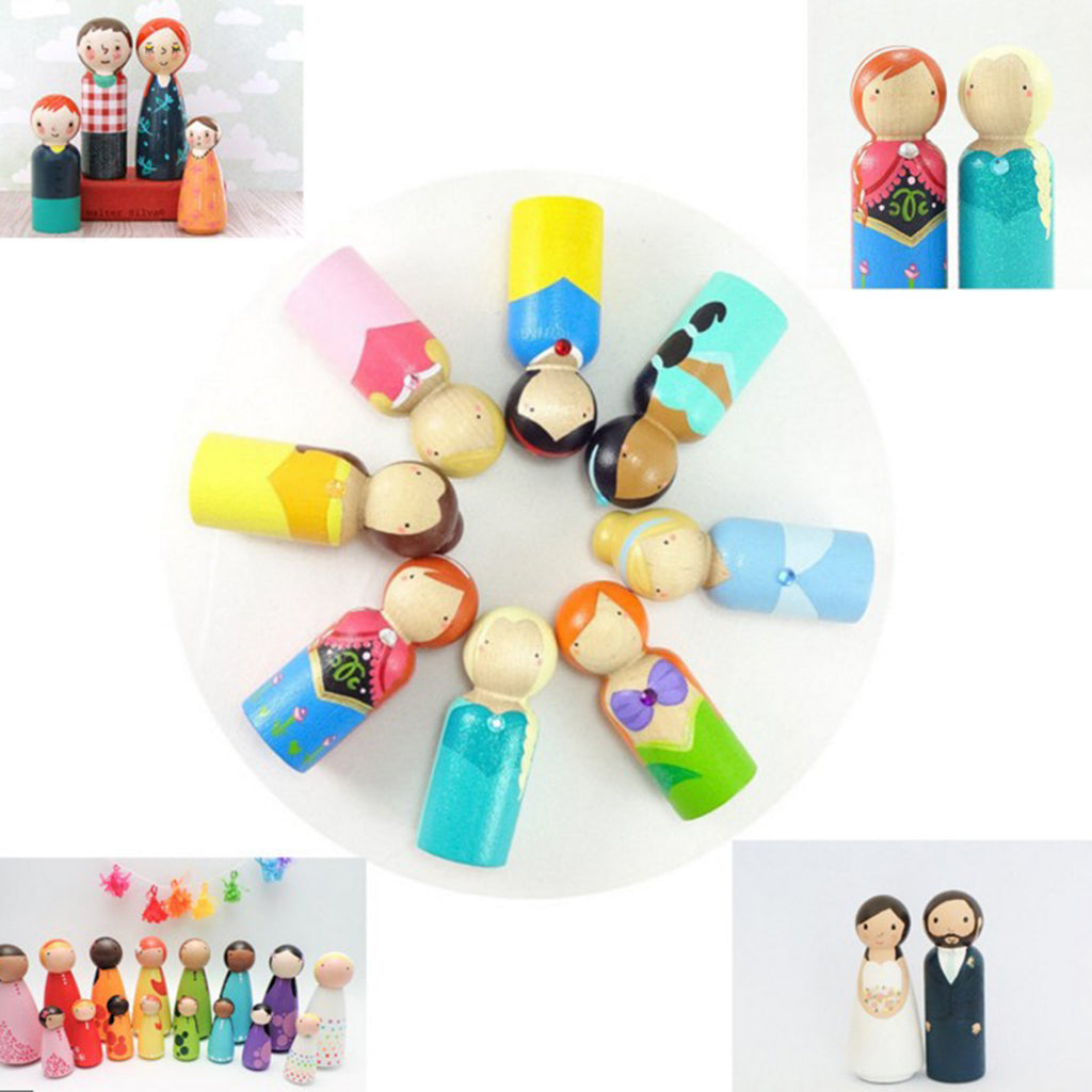 8 Wood Peg Dolls Wooden Figure Toy N343