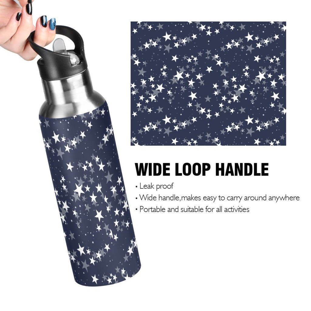Navy Stainless Steel Insulated Water Bottle with Straw Lid Q2094