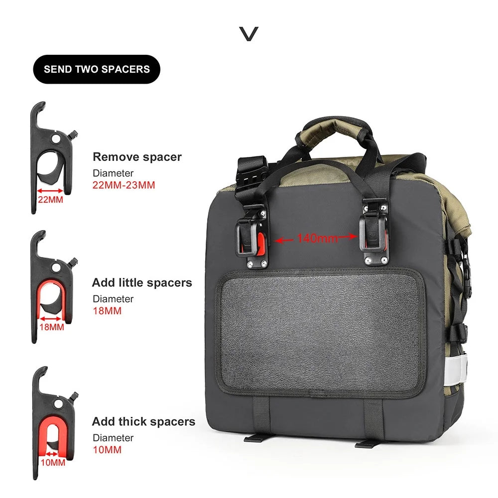 20L Polyester Motorcycle Side Saddle Bag with Removable Waterproof Inner Bag X216225