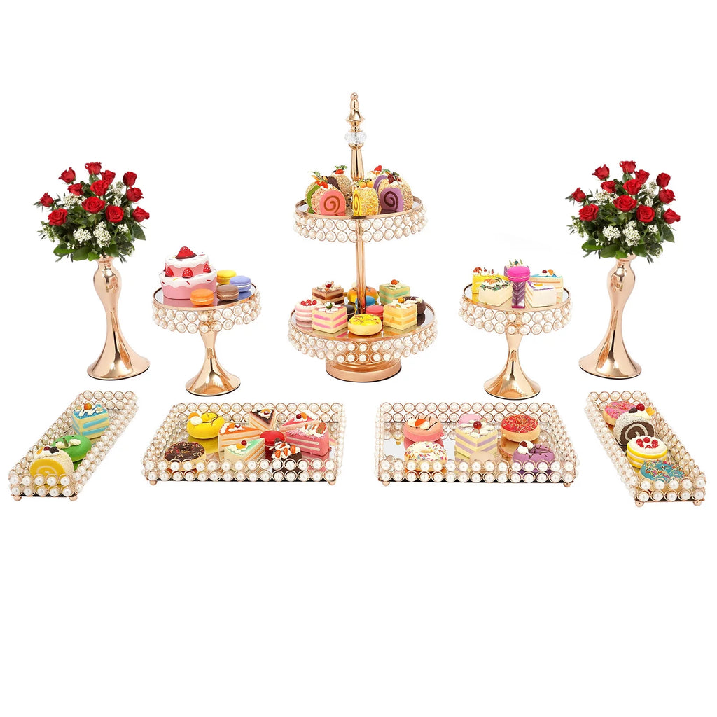 9 Pcs Acrylic Pearl Cake Stand Set C65477