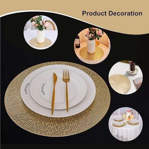Round Gold Vinyl Placemats Set of 12 U2107