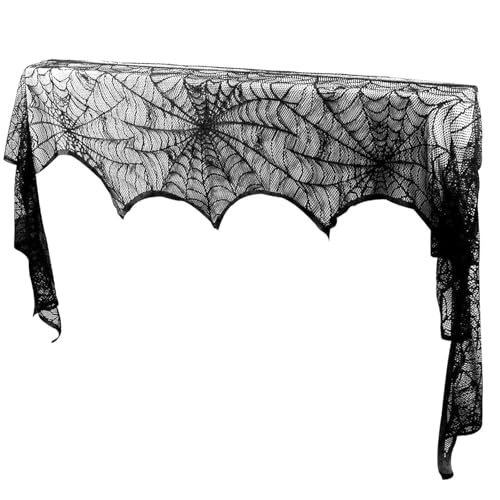 Black Lace Spider Web Fireplace Scarves J676259