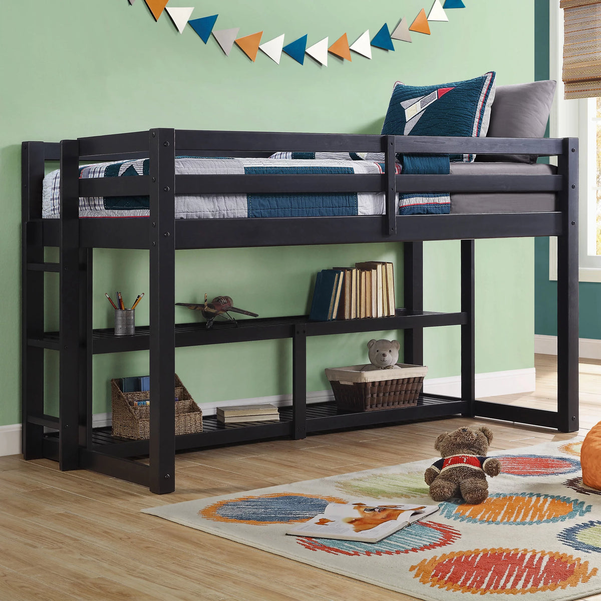 Black Twin Loft Storage Bed E149145